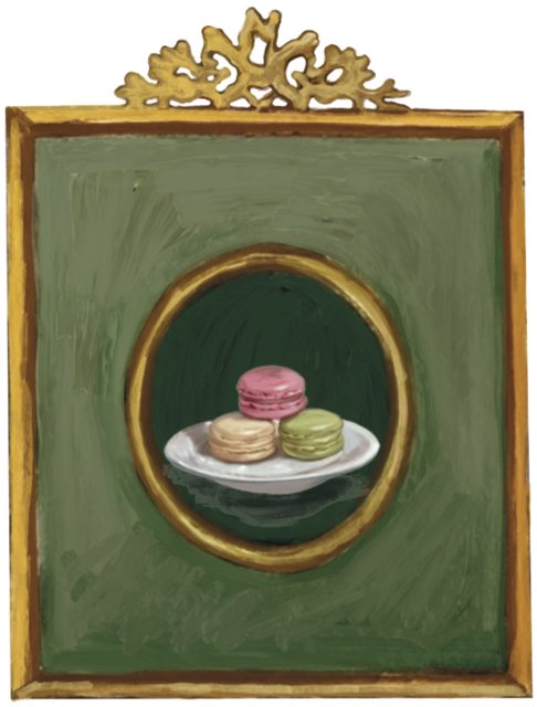 Macarons Dogy-Gody in cornice · illustrazione della collezione